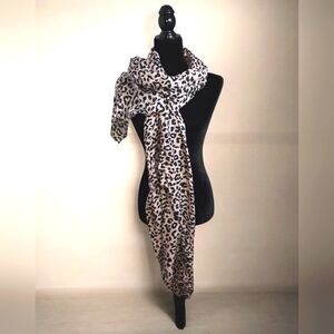 Light Baby Pink & Black Animal Print Scarf
